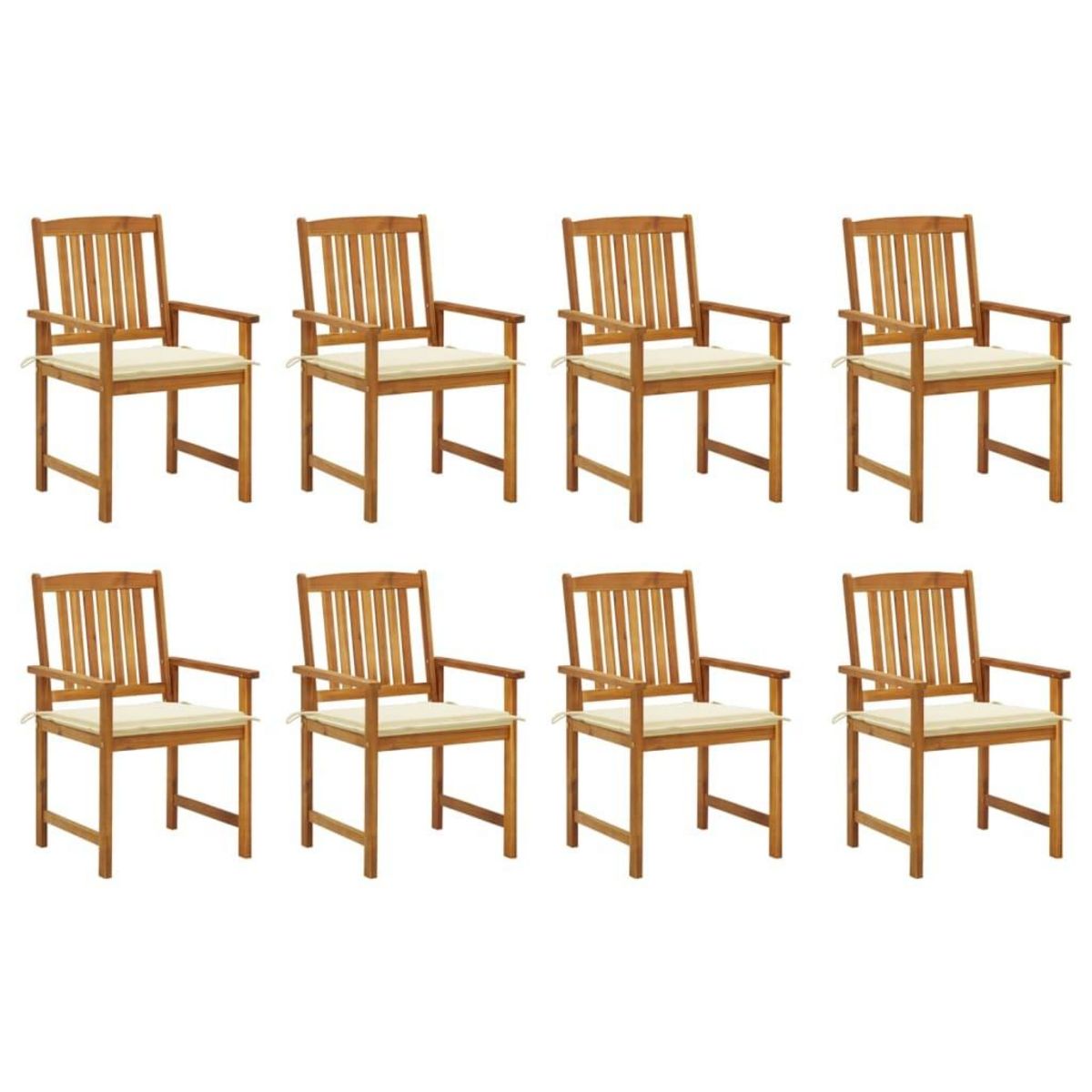 VIDAXL Chaises de jardin avec coussins lot de 8 Bois d'acacia solide