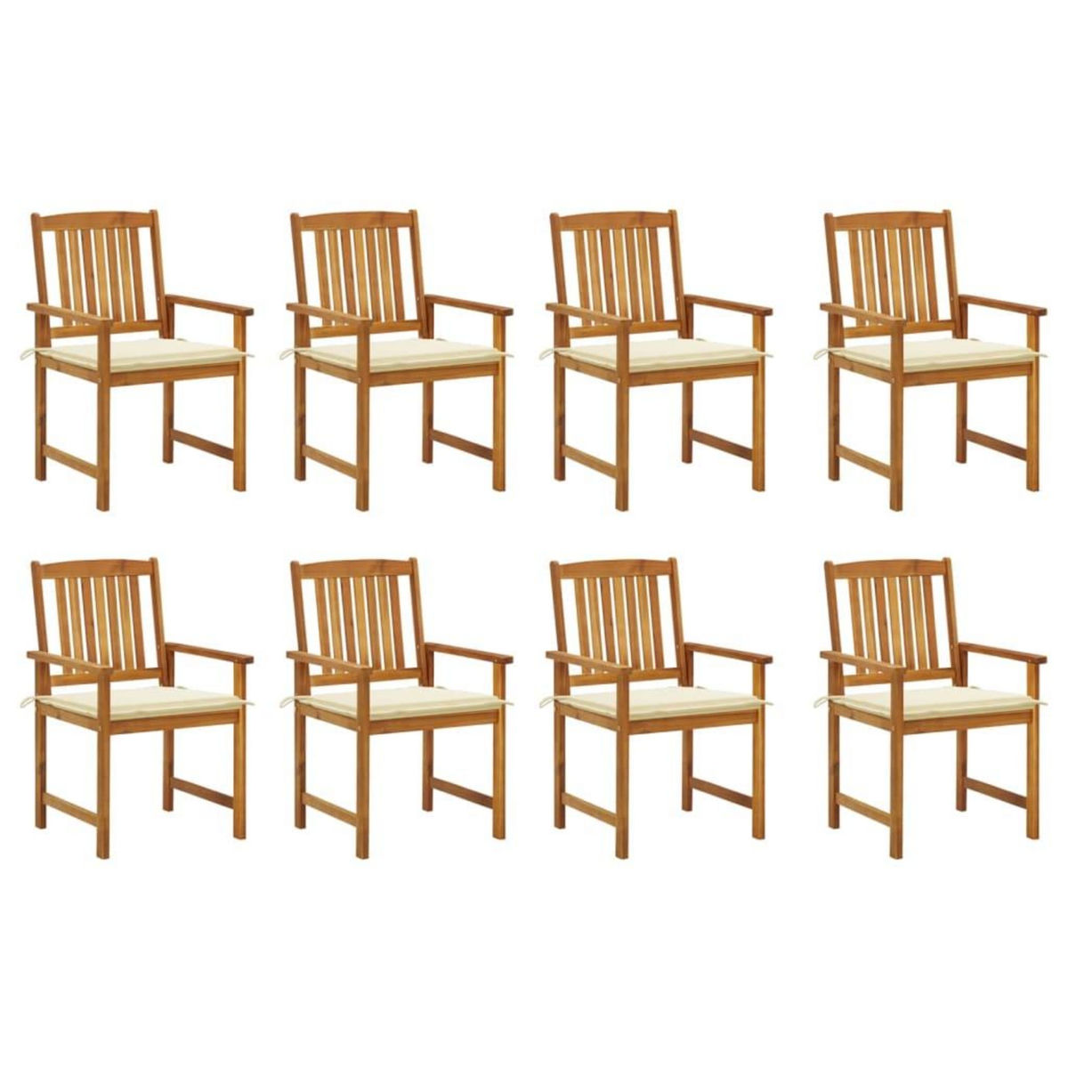 VIDAXL Chaises de jardin avec coussins lot de 8 Bois d'acacia solide