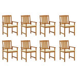VIDAXL Chaises de jardin avec coussins lot de 8 Bois d'acacia solide