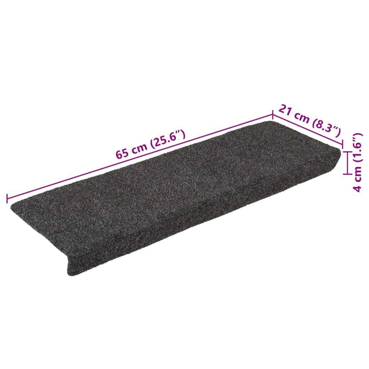 VIDAXL Tapis d'escalier autocollant 30 pcs anthracite 65x21x4 cm