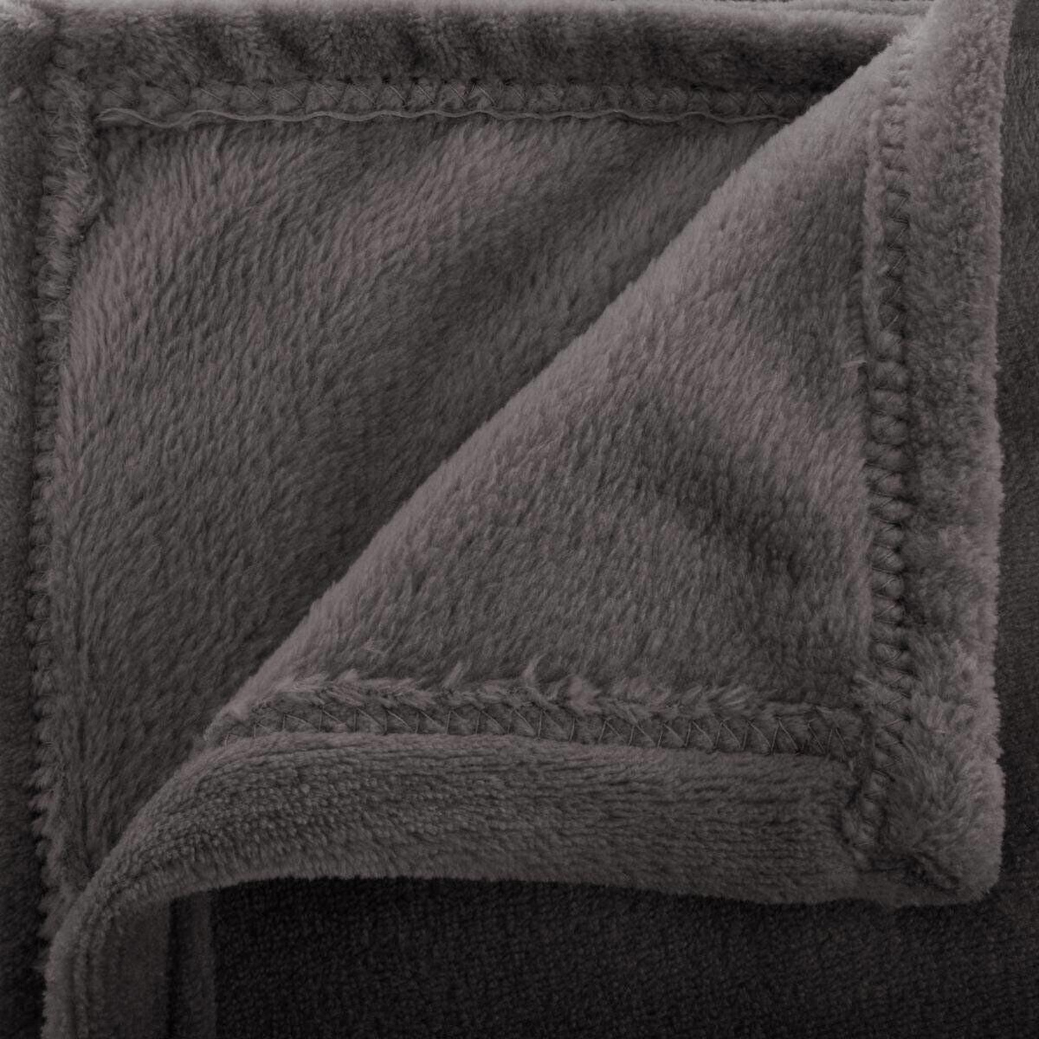 Voir la diapositive 2 : ATMOSPHERA Plaid doux uni  flanel  125x150cm gris foncé
