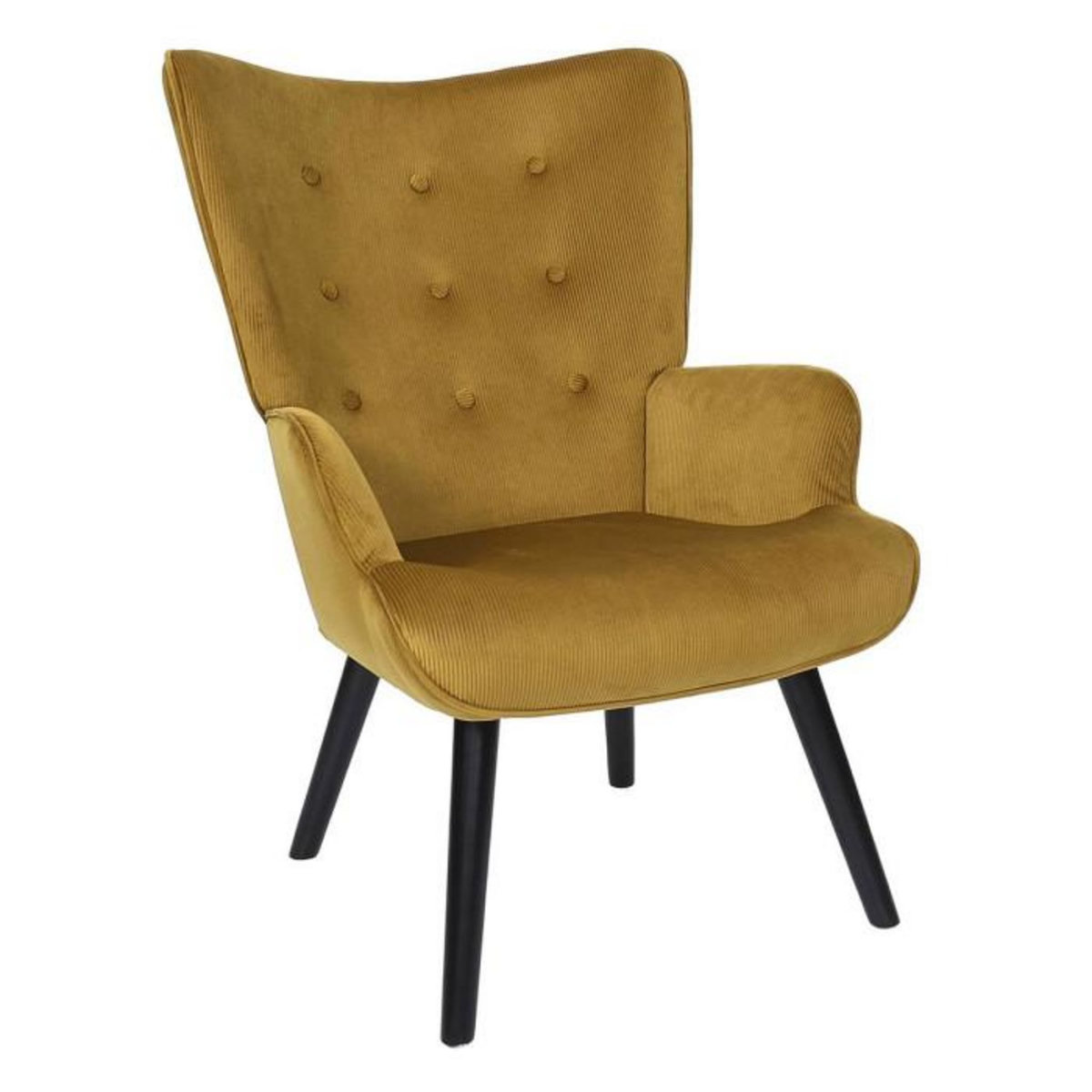 Paris Prix Fauteuil en Velours Côtelé  Giulia  96cm Jaune