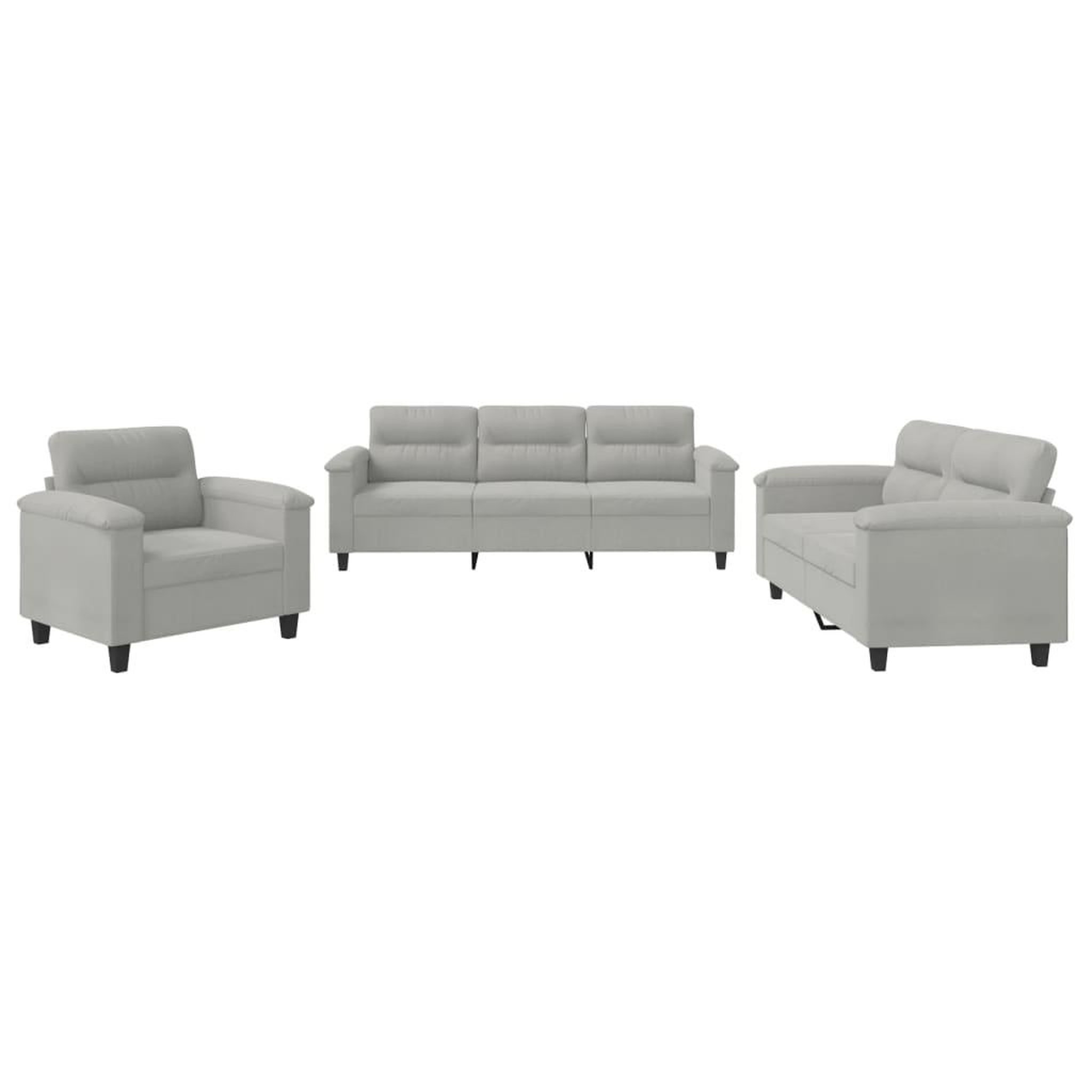 Voir la diapositive 2 : VIDAXL Ensemble de canapes 3 pcs coussins gris clair tissu microfibre