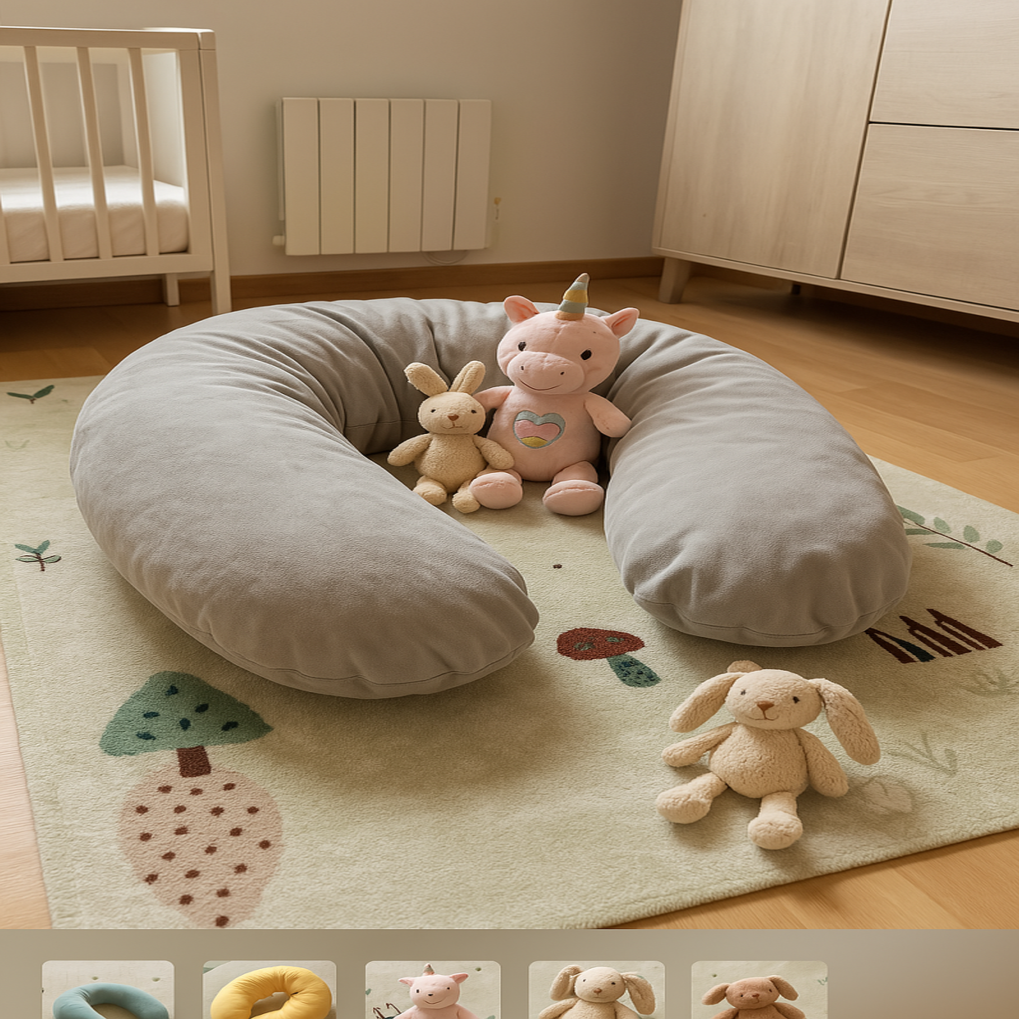 Voir la diapositive 2 : CH'TI BOUT Coussin allaitement XL 205 cm - polyester velours