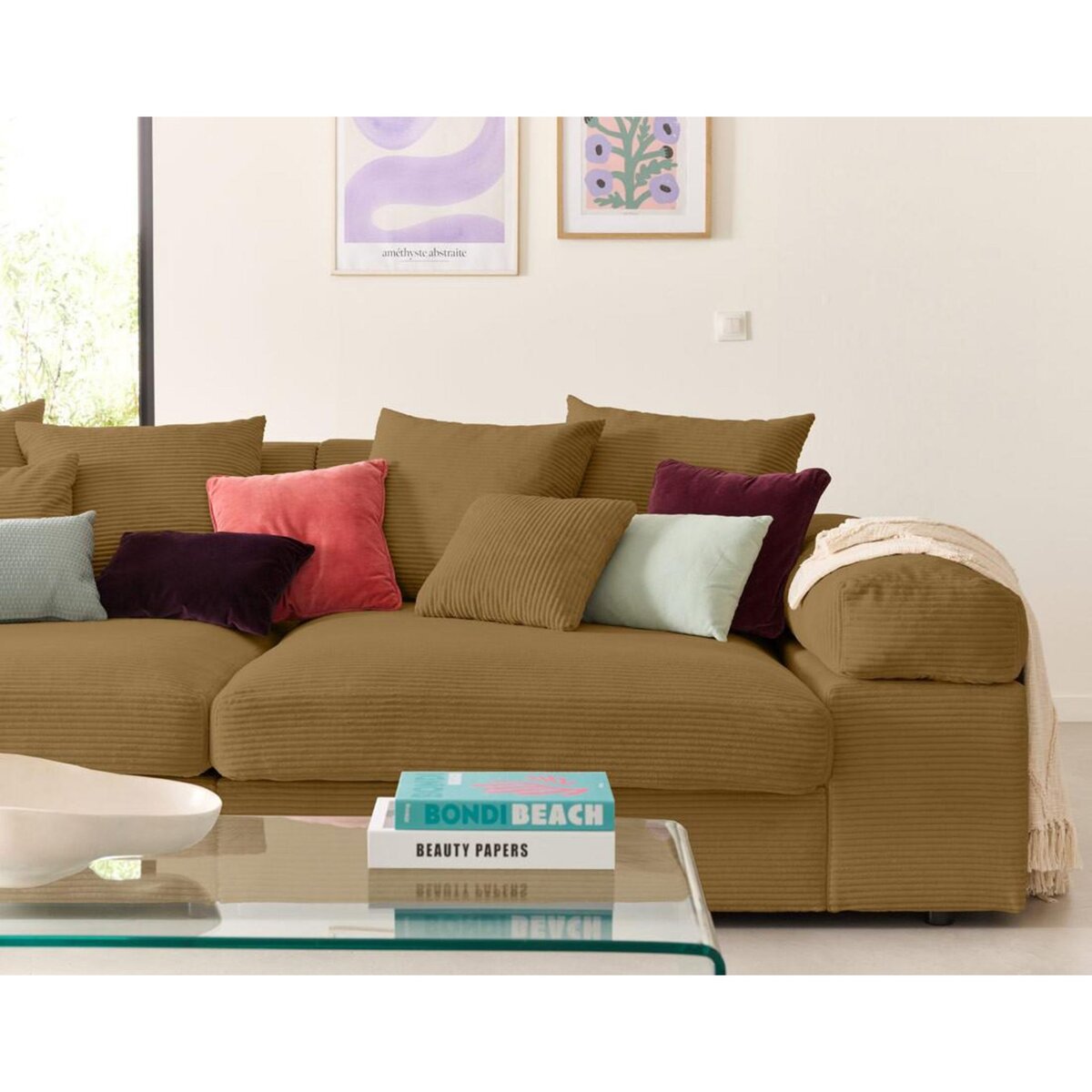 LISA DESIGN Aspen - canapé 4 places - assise profonde - velours côtelé