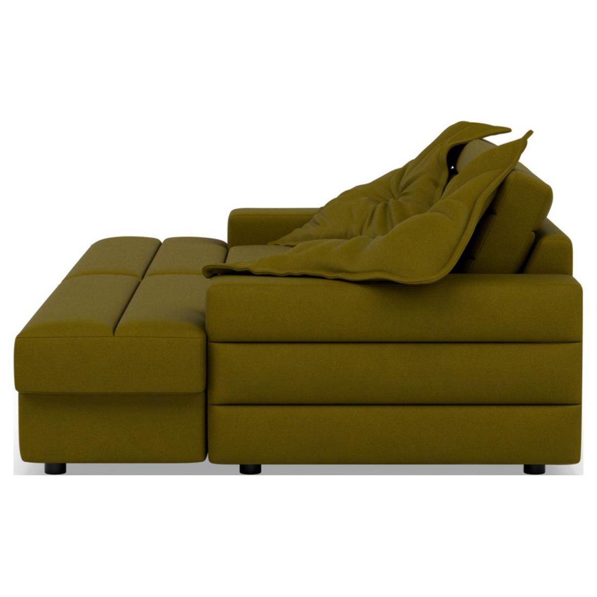 LISA DESIGN Loredana - canapé droit 4 places double méridienne - assise profonde - en tissu texturé