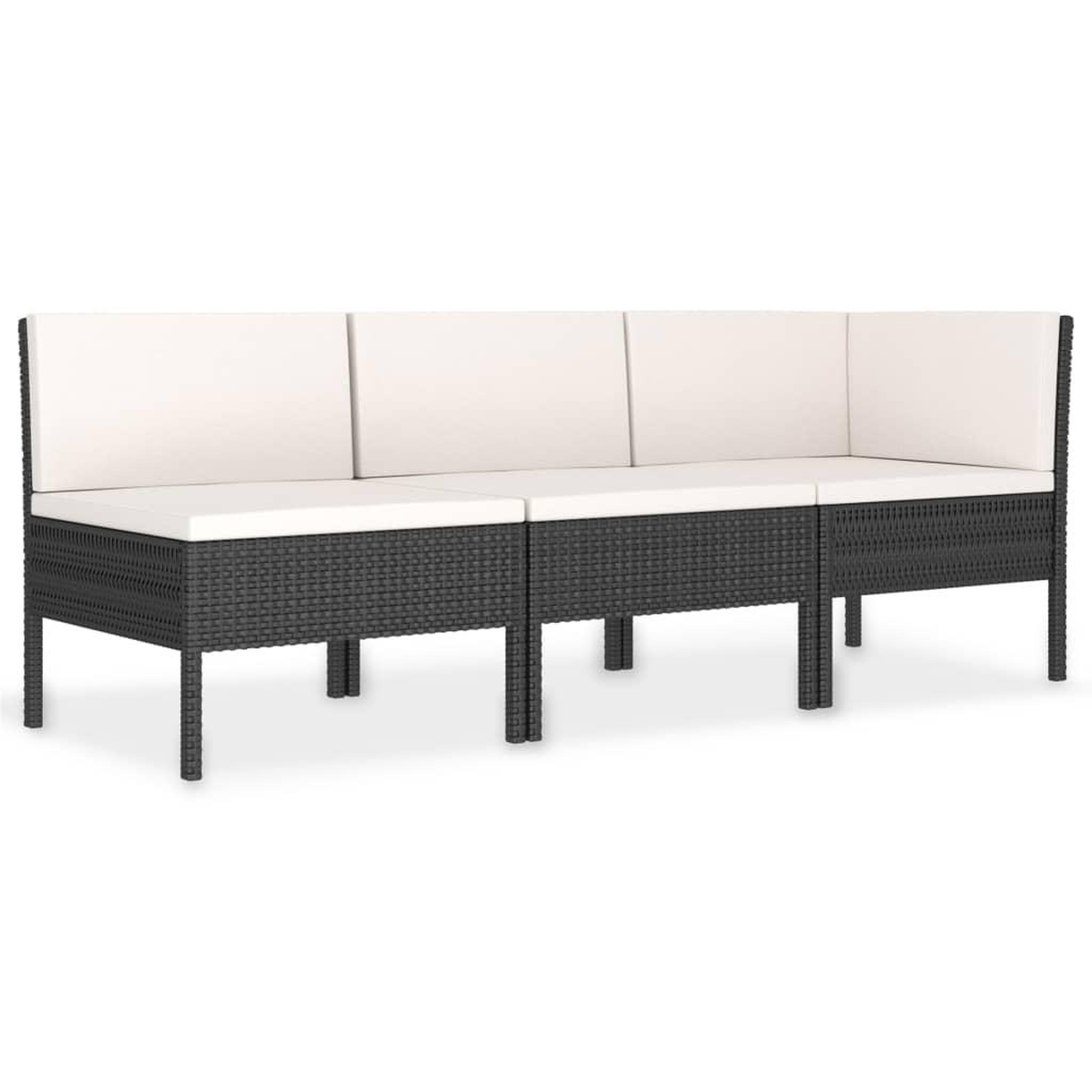 Voir la diapositive 2 : VIDAXL Salon de jardin 3 pcs avec coussins Resine tressee Noir