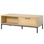Voir la diapositive 2 : BEST MOBILIER Nagato - table basse - cannage et effet bois - 1 tiroir et 1 niche - 110 cm
