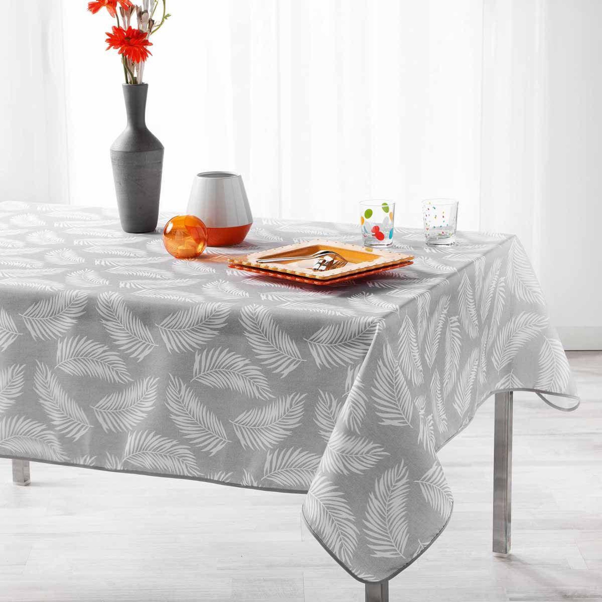 Douceur d'Intérieur Nappe déco imprimée  lifette  150x240cm gris