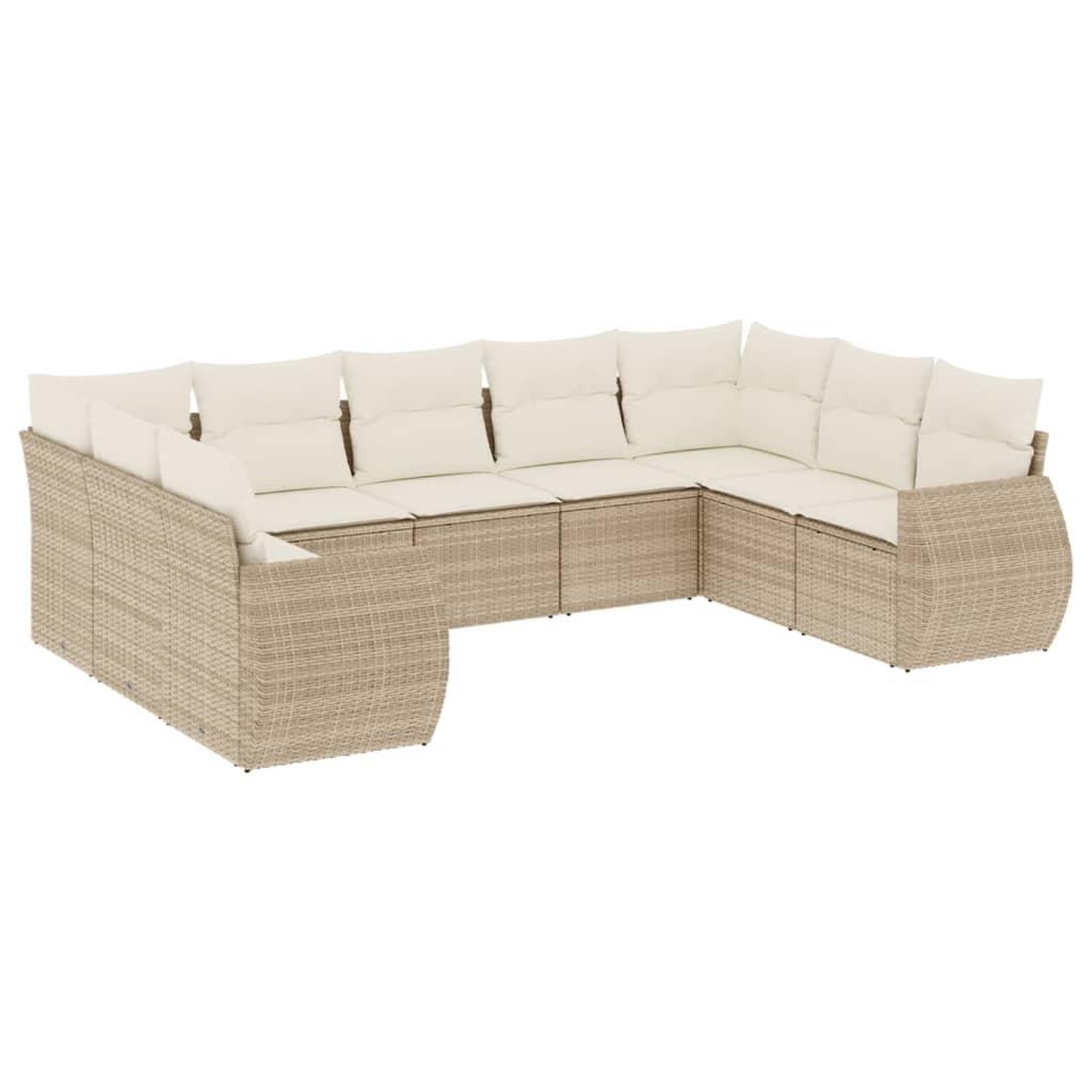 Voir la diapositive 2 : VIDAXL Salon de jardin avec coussins 9 pcs beige resine tressee