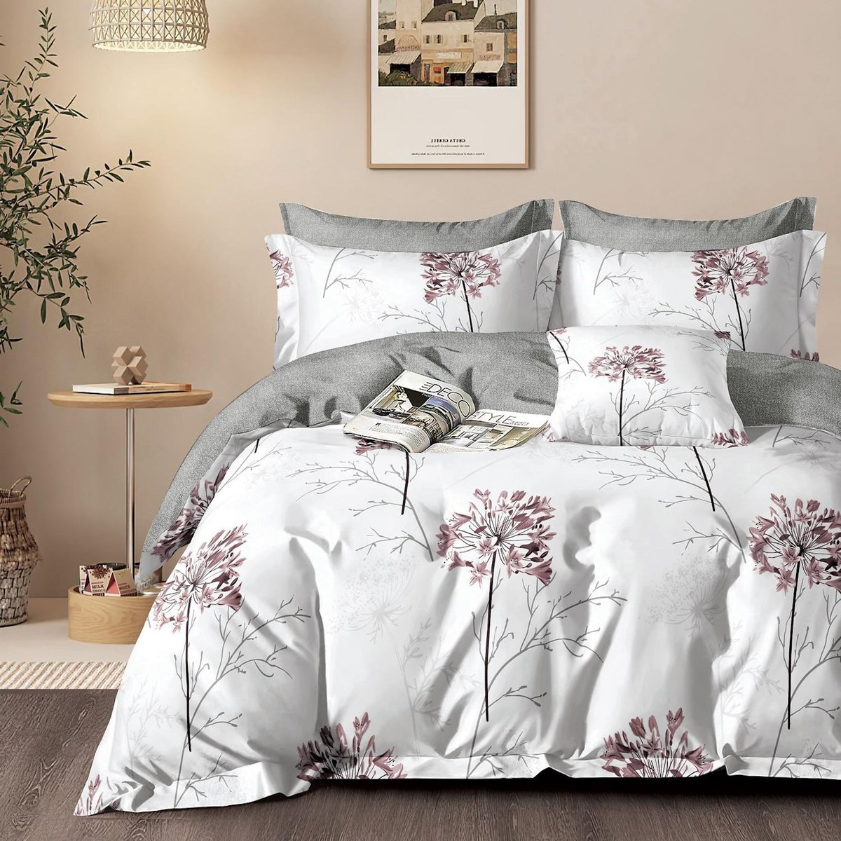 Home collection Parure housse de couette 100 % percale de coton 80 fils Ailise