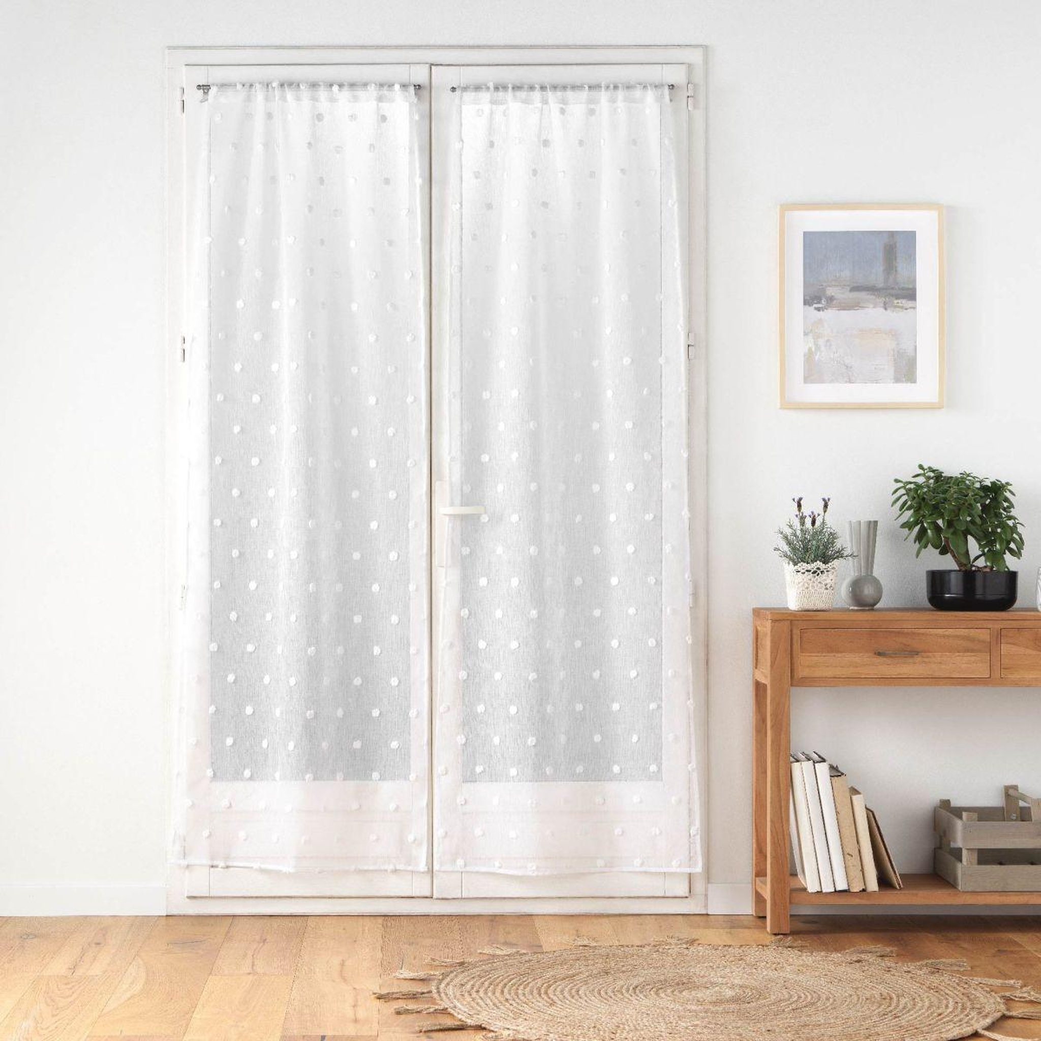 Voir la diapositive 5 : Douceur d'Intérieur Paire de voilages passe-tringle  pompinou  70x200cm blanc