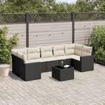VIDAXL Salon de jardin 8 pcs avec coussins noir resine tressee