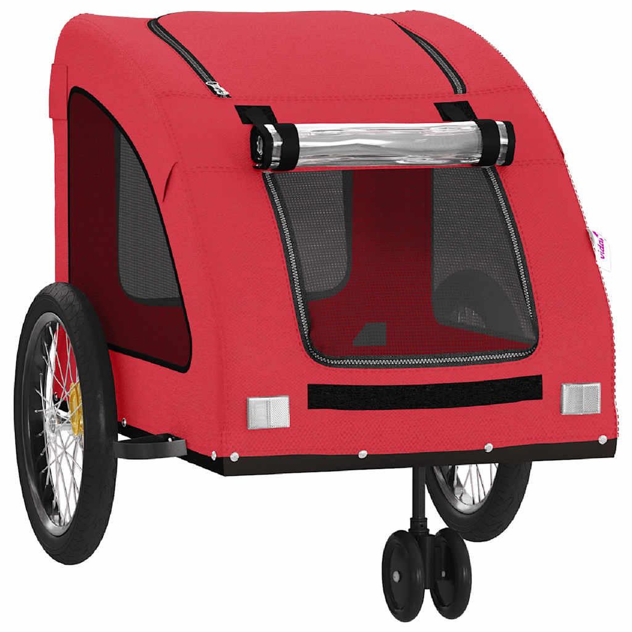 Voir la diapositive 5 : VIDAXL Remorque de velo pour animaux de compagnie rouge