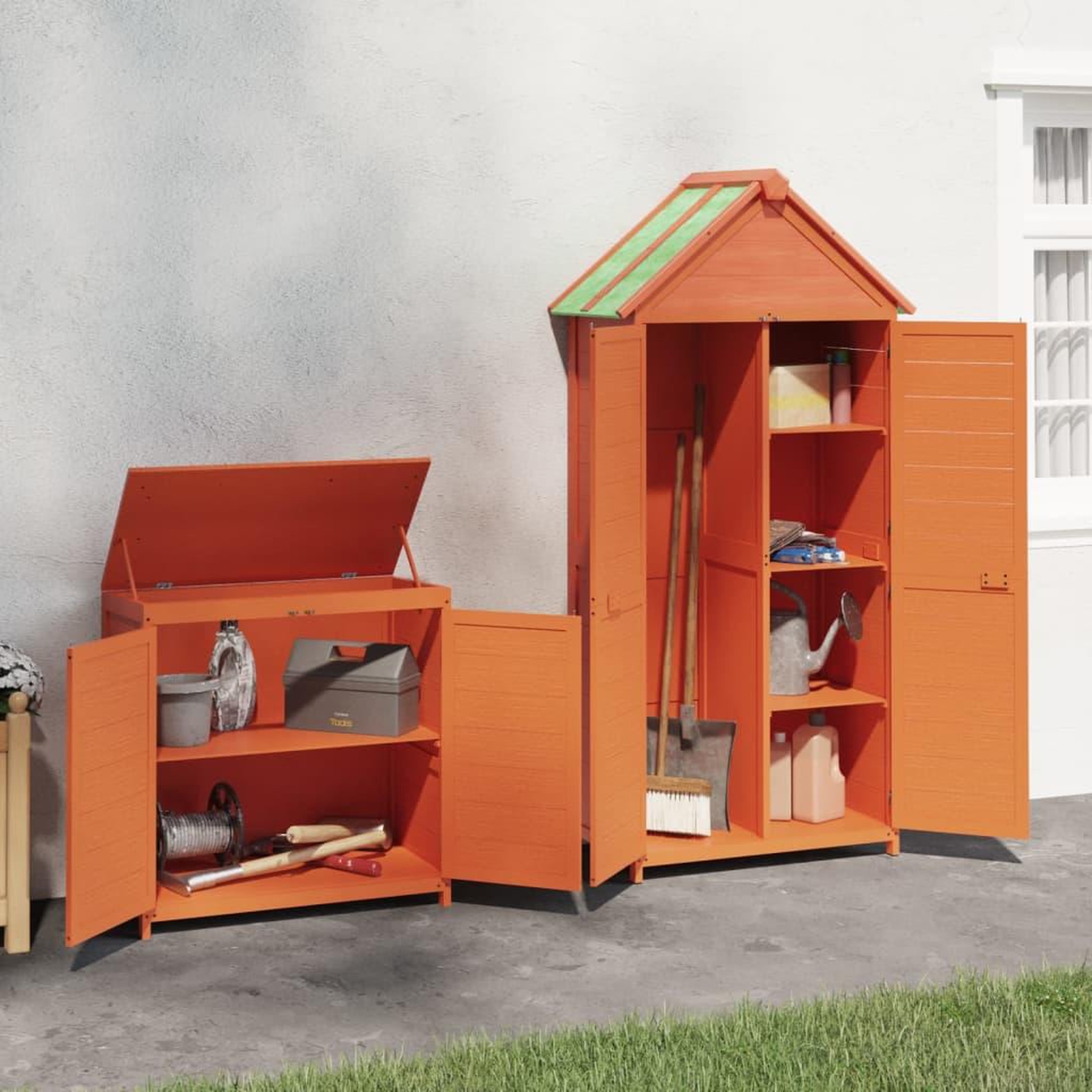 Voir la diapositive 3 : VIDAXL Ensemble de remise a outils de jardin 2 pcs marron pin massif