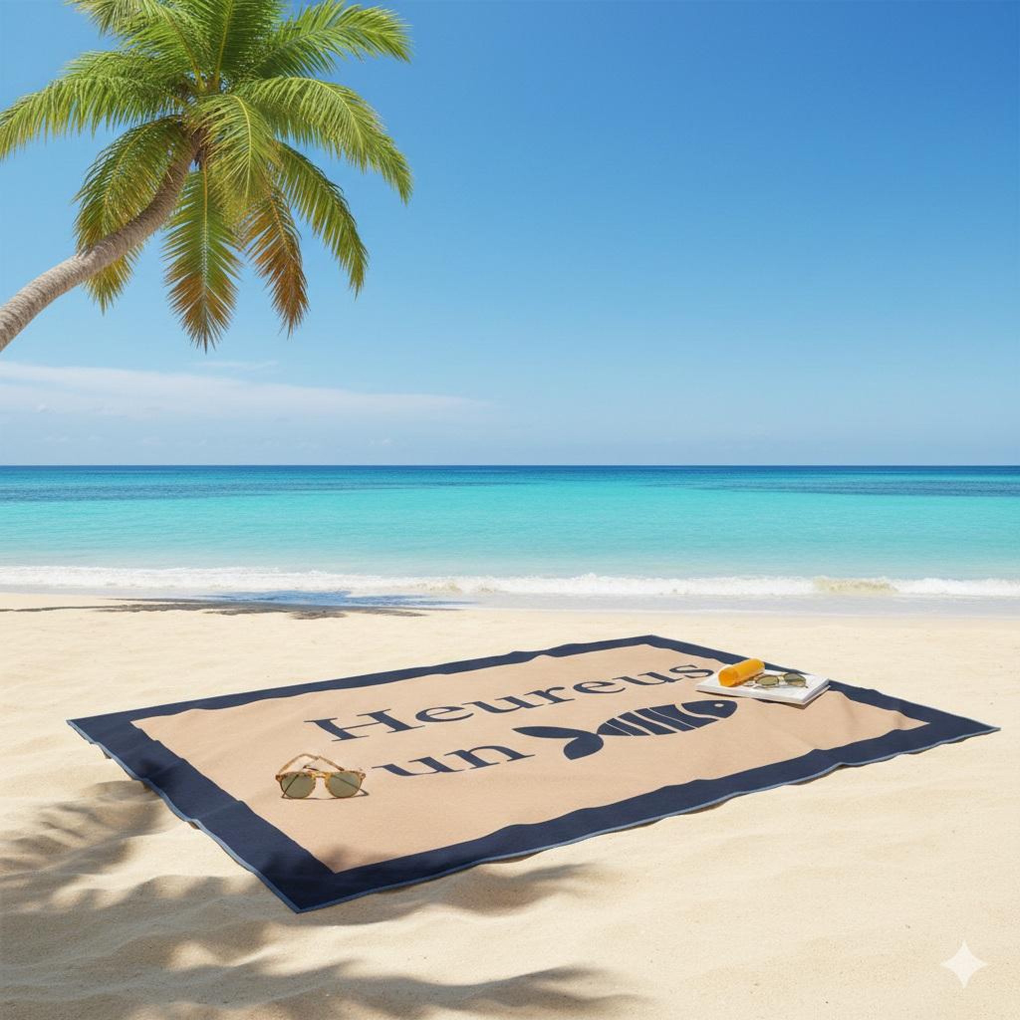 Voir la diapositive 2 : Eden Serviette de plage imprime fish taupe 70 x 150 cm