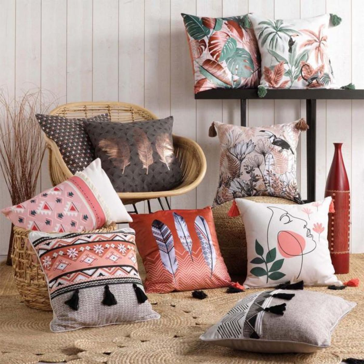 Paris Prix Coussin Déco Imprimé  Berlioz  45x45cm Naturel