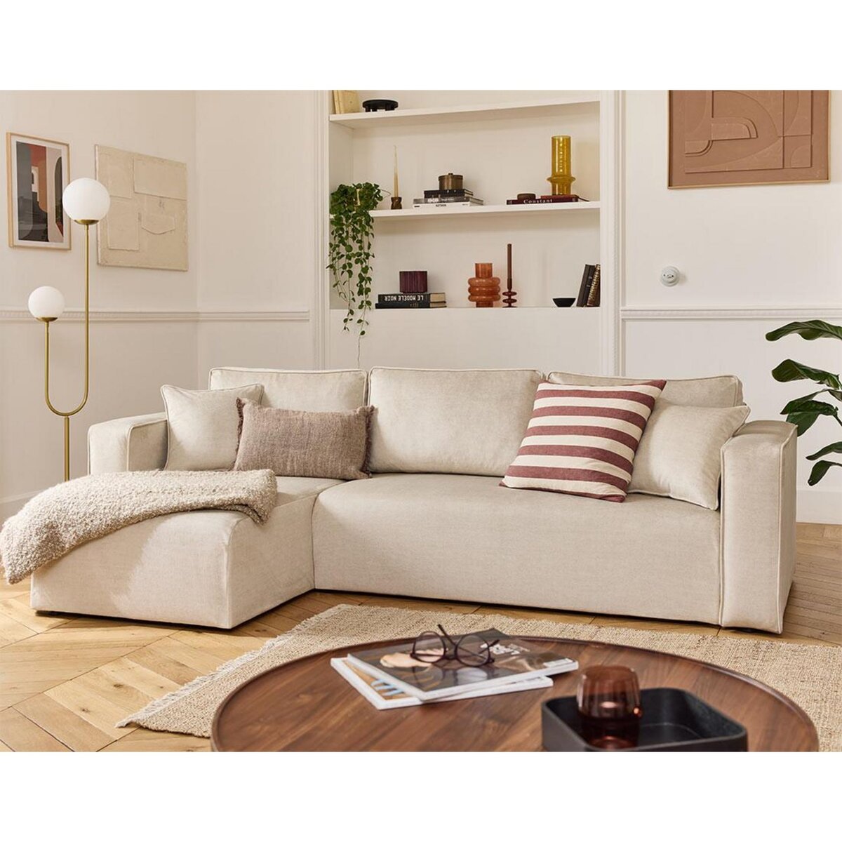 BEST MOBILIER Topaze - canapé d'angle déhoussable réversible 4 places en velours