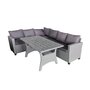Voir la diapositive 5 : CONCEPT USINE Salon de jardin d'angle 6 places en résine tressée grise avec table TAHAA