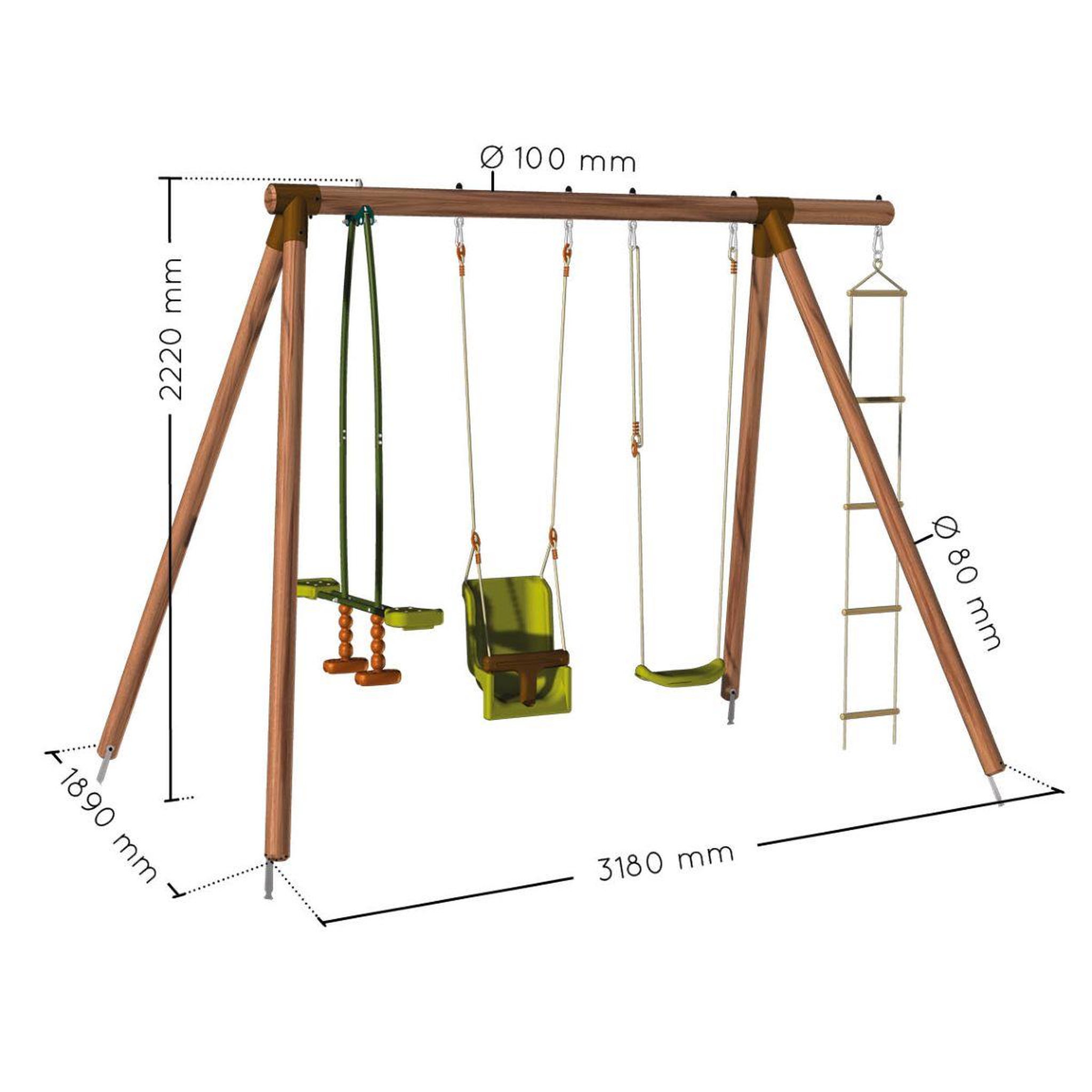 Voir la diapositive 3 : Soulet Portique balançoire - Bois - H2,20m - SUZON