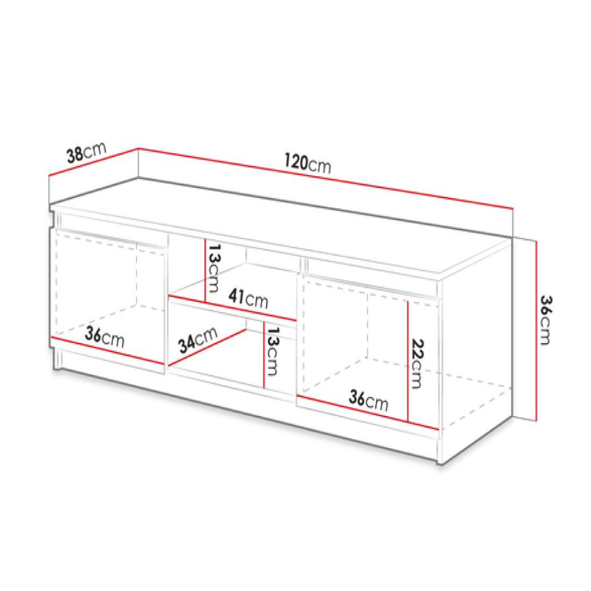 Voir la diapositive 4 : BEST MOBILIER Robin - meuble tv - 2 portes et 2 niches - 120 cm