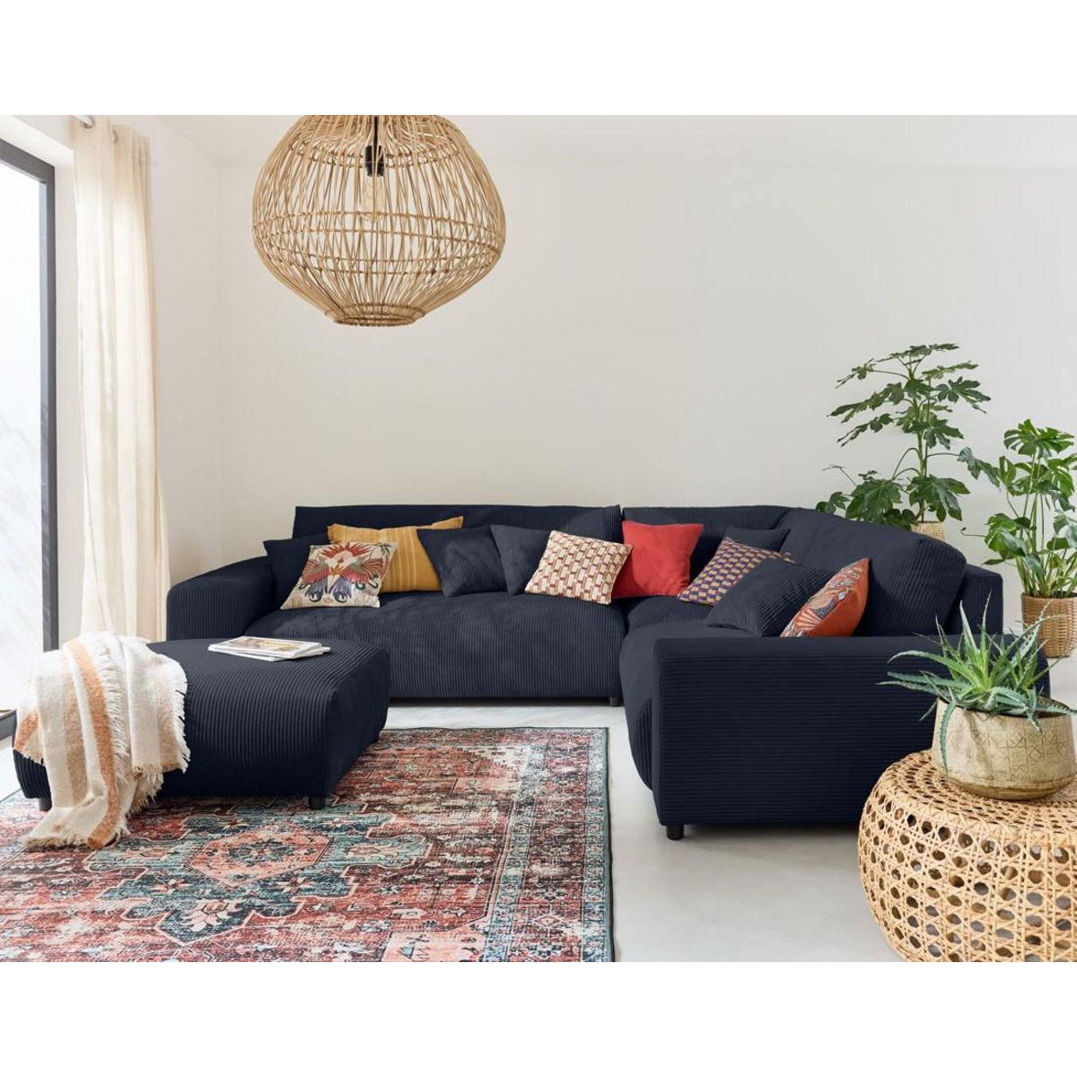 LISA DESIGN Garance - canapé modulable d'angle droit - 5 places - en velours côtelé