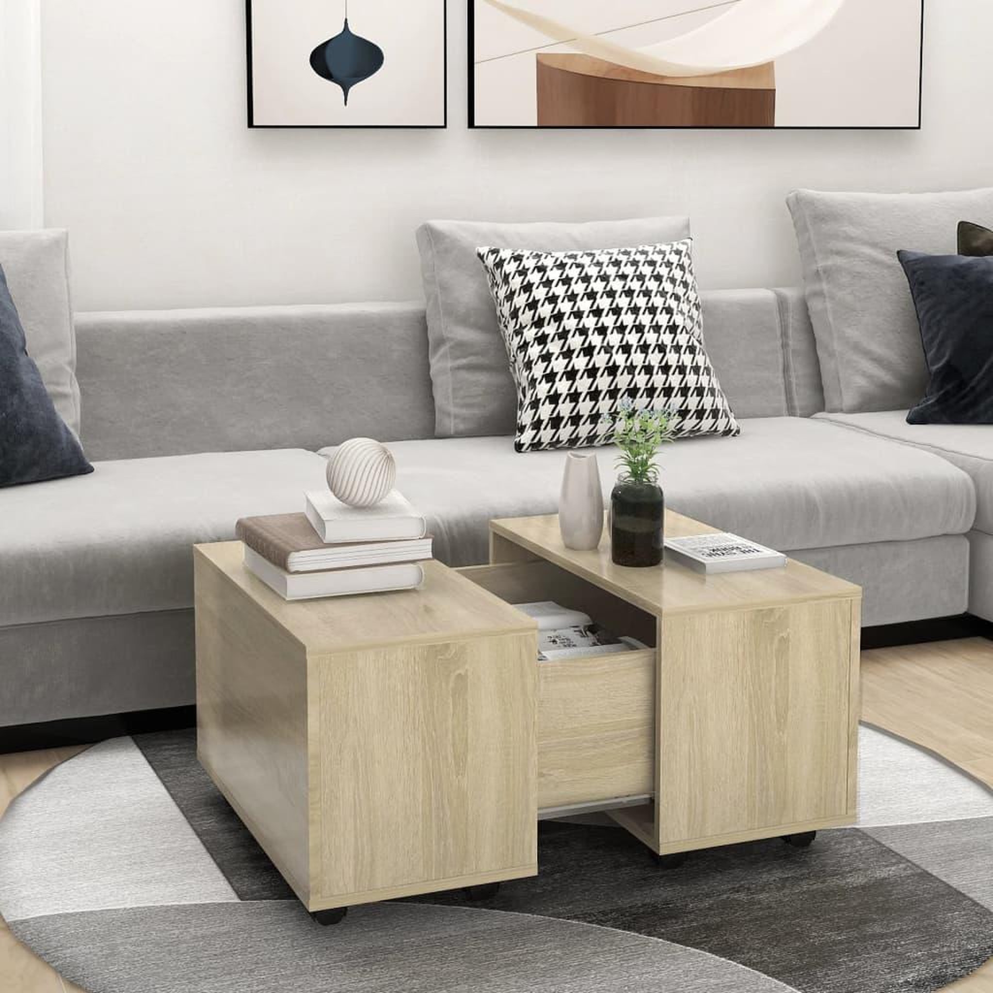 Voir la diapositive 1 : VIDAXL Table basse chene sonoma 60x60x38 cm bois d'ingenierie