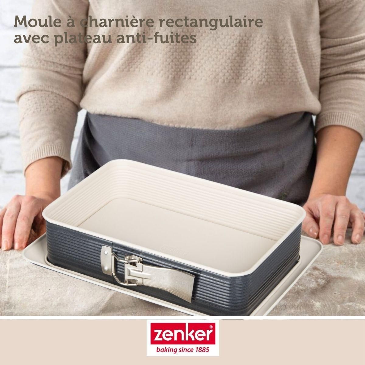 ZENKER Ensemble de 2 Moules à charnière rectangulaire 28 x 18 cm crème noir Zenker Smart Pastry