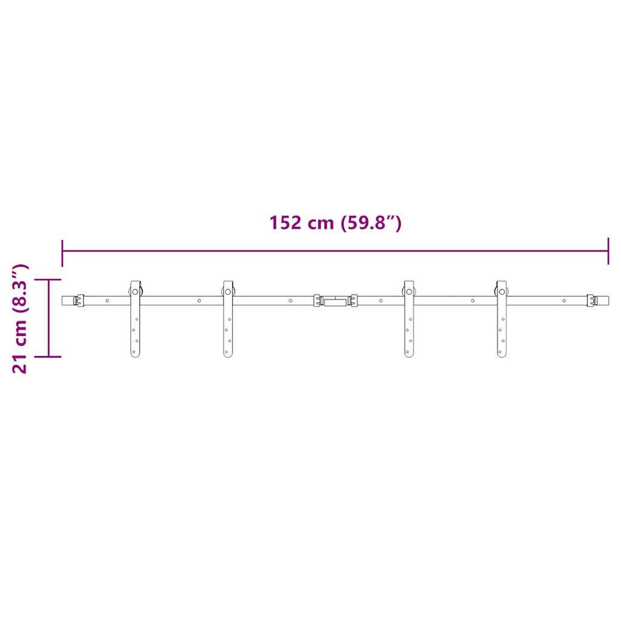 Voir la diapositive 6 : VIDAXL Kit de porte d'armoire coulissante 152 cm acier au carbone