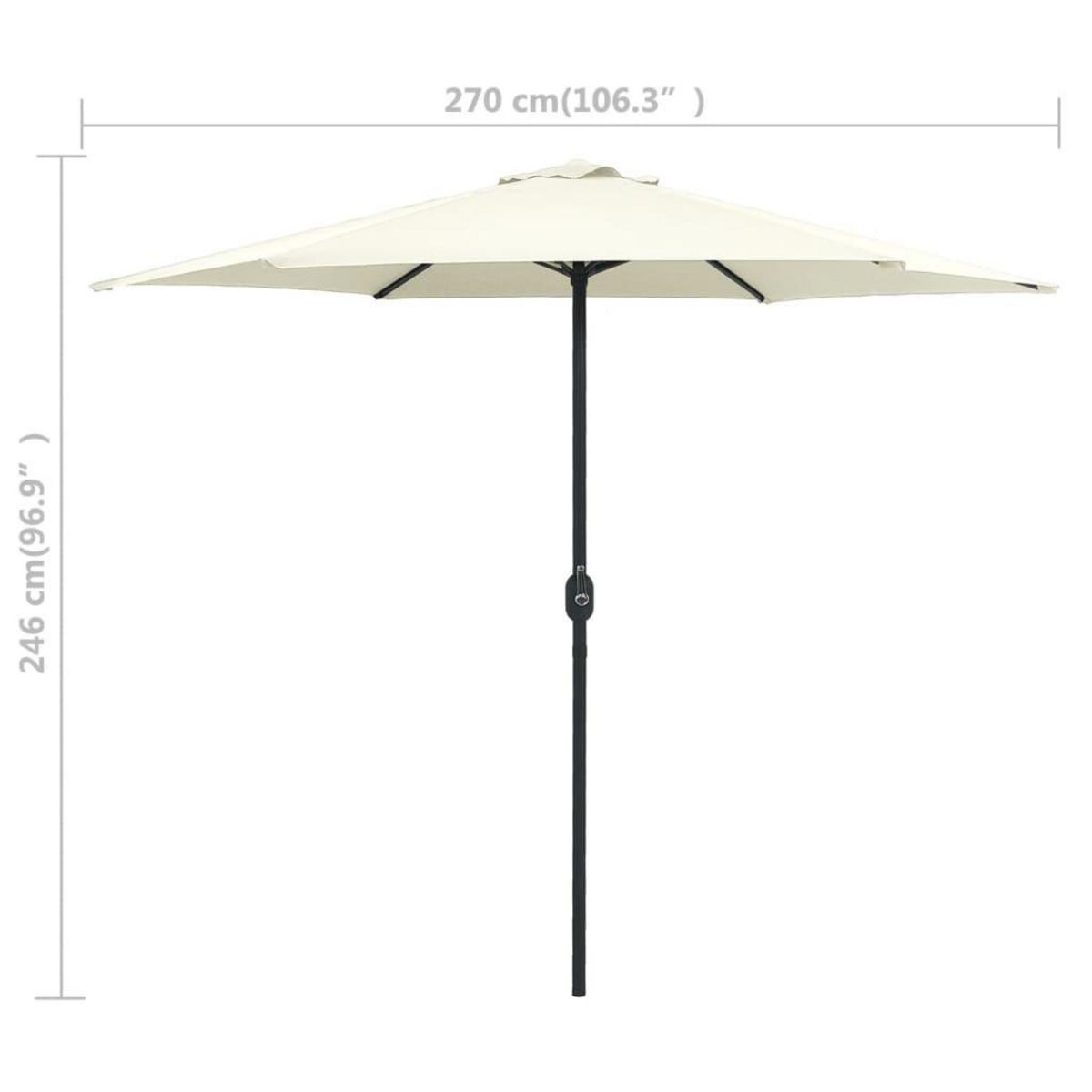 VIDAXL Parasol de jardin et mat en aluminium 270x246 cm Blanc sable