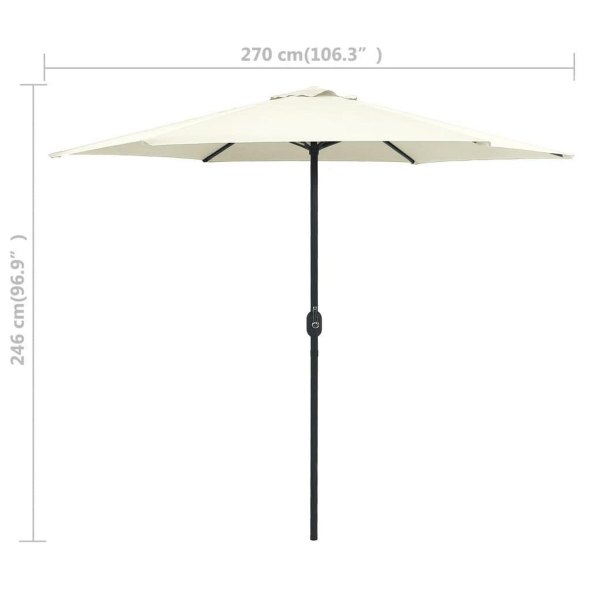 VIDAXL Parasol de jardin et mat en aluminium 270x246 cm Blanc sable