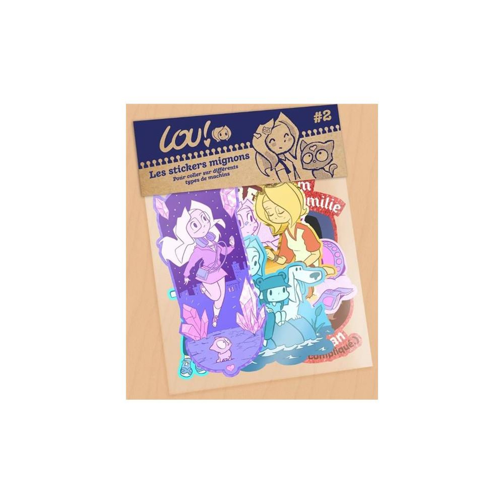 Stickers Lou! « Les stickers mignons » #2 Jeunesse de Lou 10 stickers (Paul, Tristan, Marie-Émilie) effets pailletés et holographiques