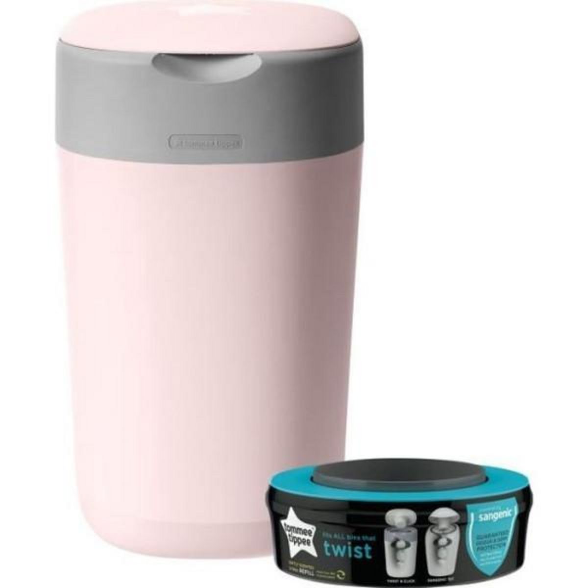 TOMMEE TIPPEE Tommee Tippee Poubelle a Couches Twist & Click Protection Anti-Odeurs, Inclut 1x Cassette avec Film Multicouche Antibactérien -