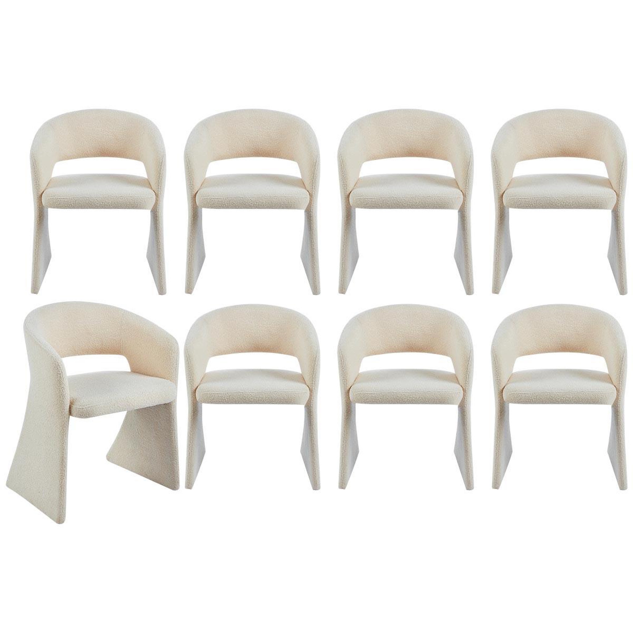 Paris Prix Lot de 8 chaises tissu bouclette  ezra  81cm crème