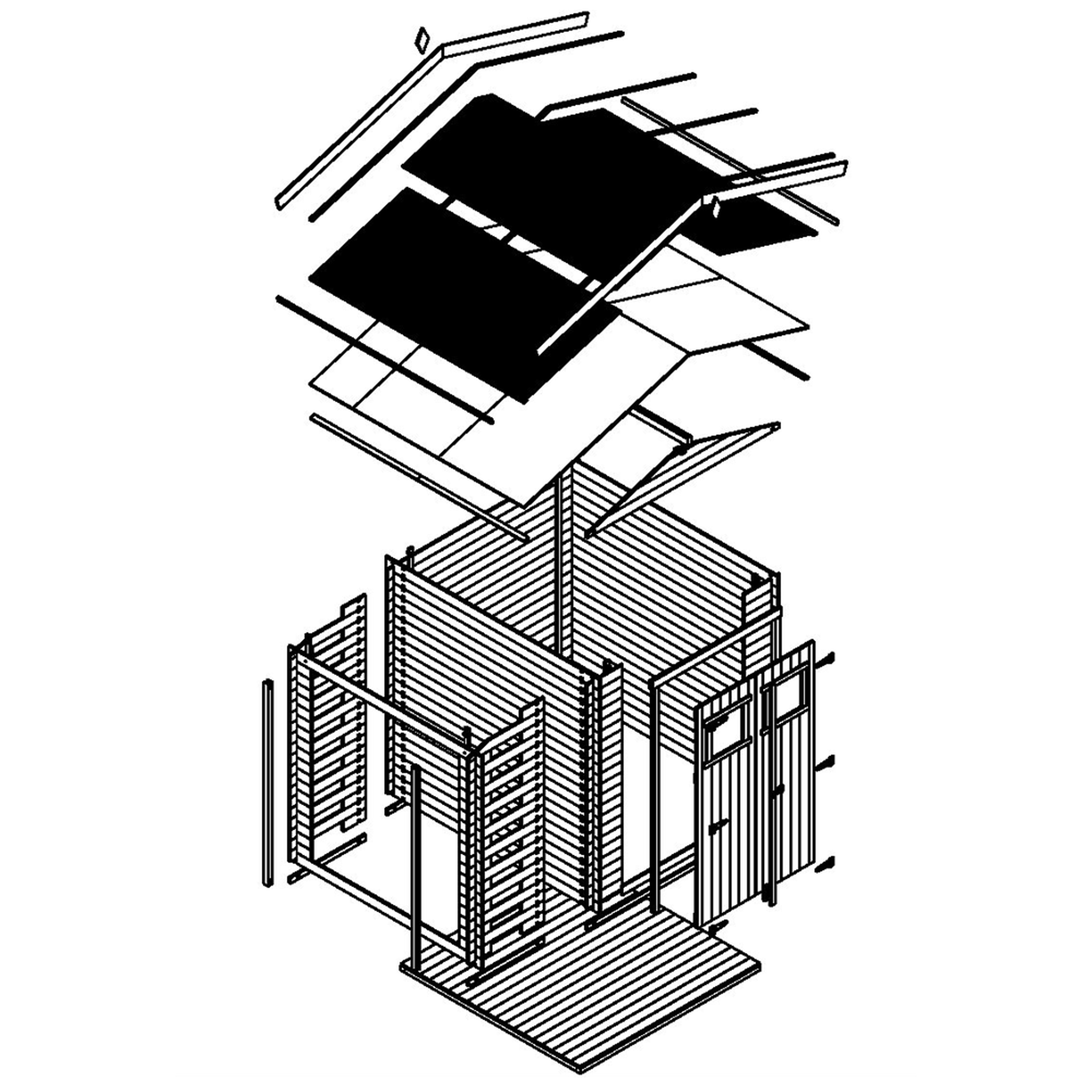 Voir la diapositive 5 : TIMBELA Abri de jardin en bois et range bûches extérieur avec sol traité - 3,53 + 0,97m2 m386+m386g