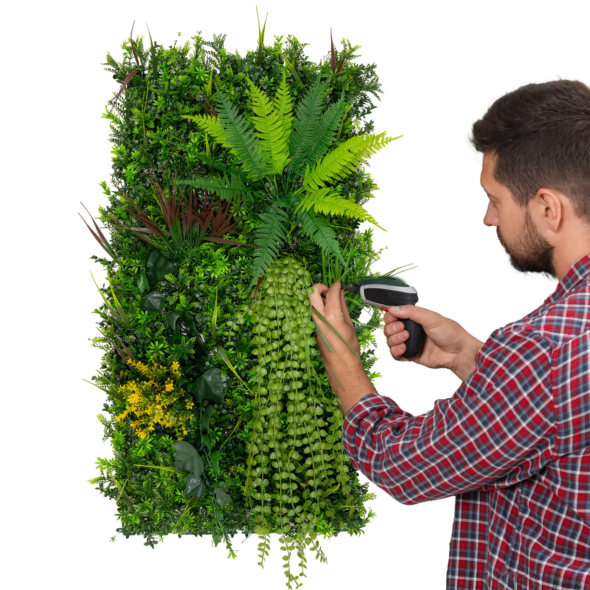 Voir la diapositive 3 : MONSTERSHOP Panneau mural végétal artificiel 50 x 100 cm l alina