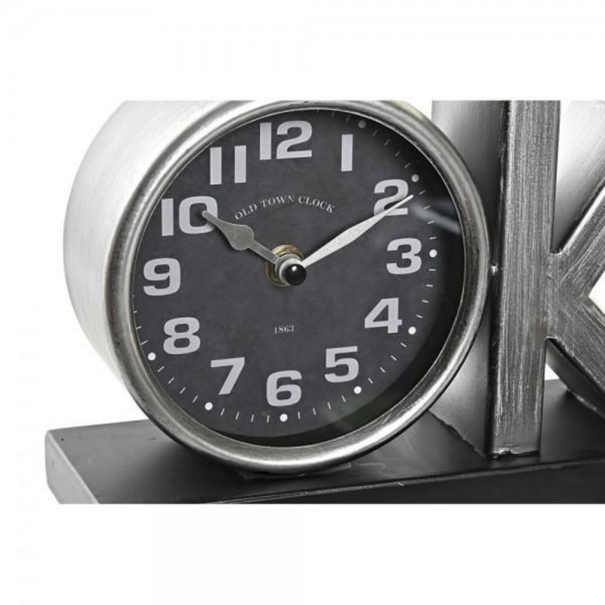 AAAAA Horloge de table DKD Home Decor 23 x 8 x 15 cm Argenté Noir Fer (2 Unités)