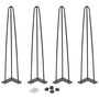 Voir la diapositive 1 : ID MARKET Lot de 4 pieds épingle 71 cm pour table noir design industriel
