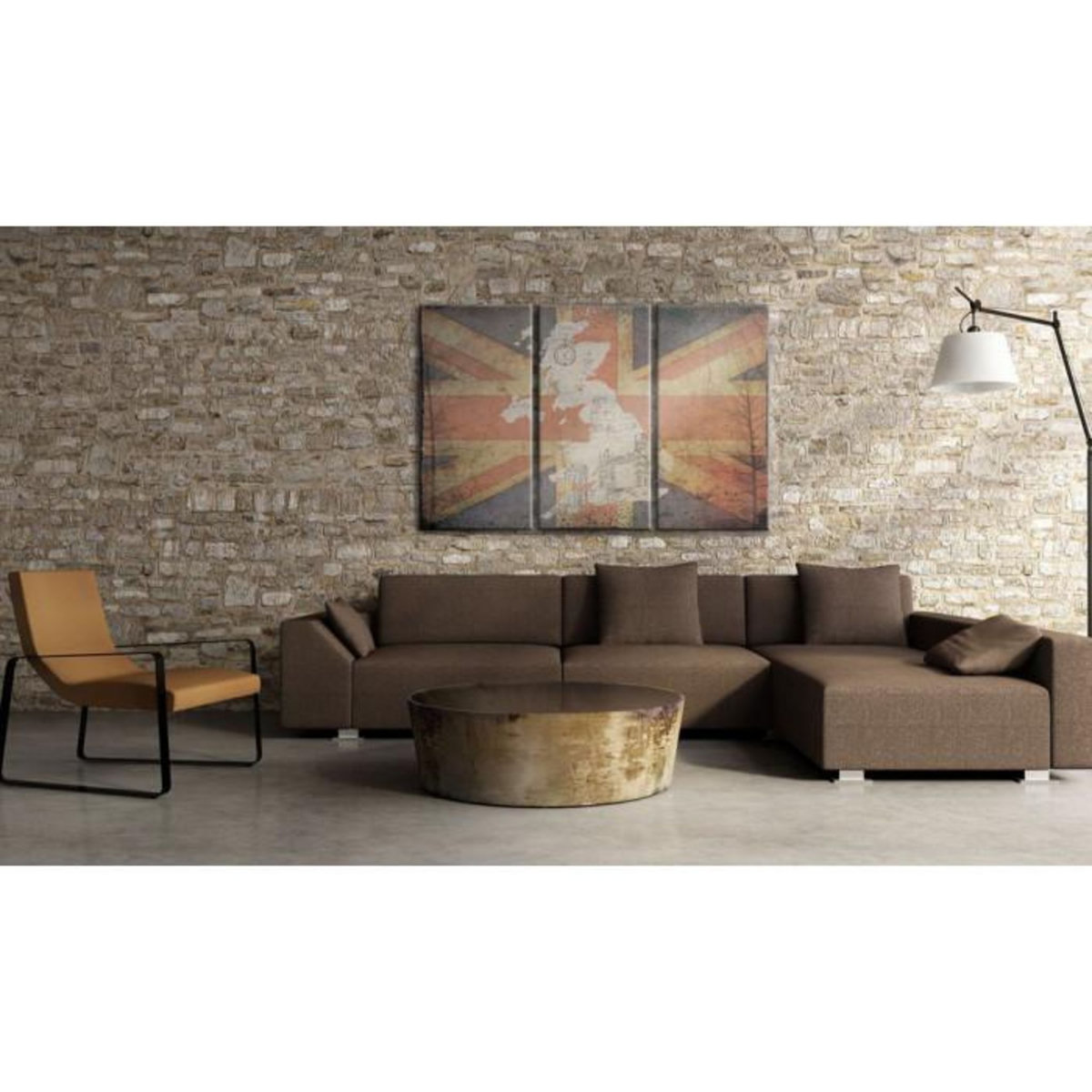 Paris Prix Tableau 3 Panneaux  Carte de la Grande Bretagne