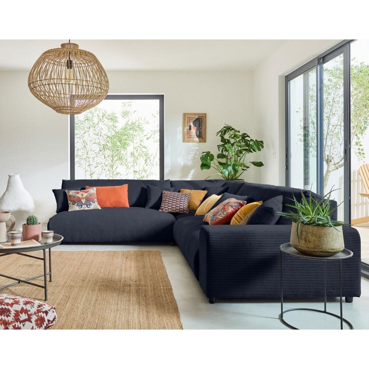 LISA DESIGN Garance - canapé modulable d'angle gauche - 6 places - en velours côtelé