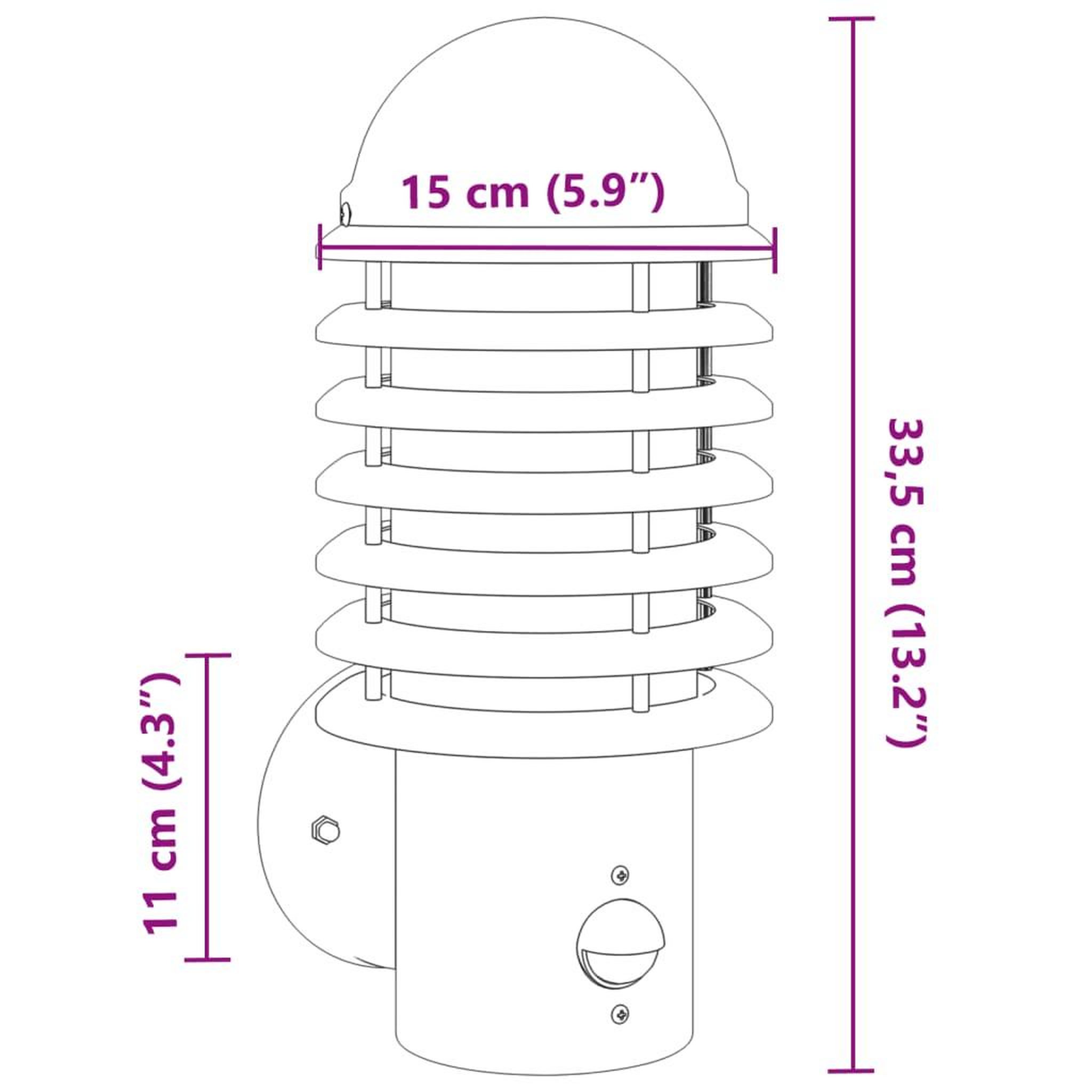 Voir la diapositive 6 : VIDAXL Applique murale d'exterieur et capteur argente acier inoxydable