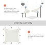 Voir la diapositive 6 : OUTSUNNY Voile d'ombrage carré 3 x 3 m polyester imperméabilisé haute densité 160 g/m² crème
