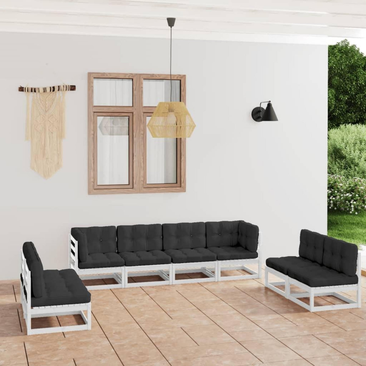 VIDAXL Salon de jardin 8 pcs avec coussins Bois de pin massif
