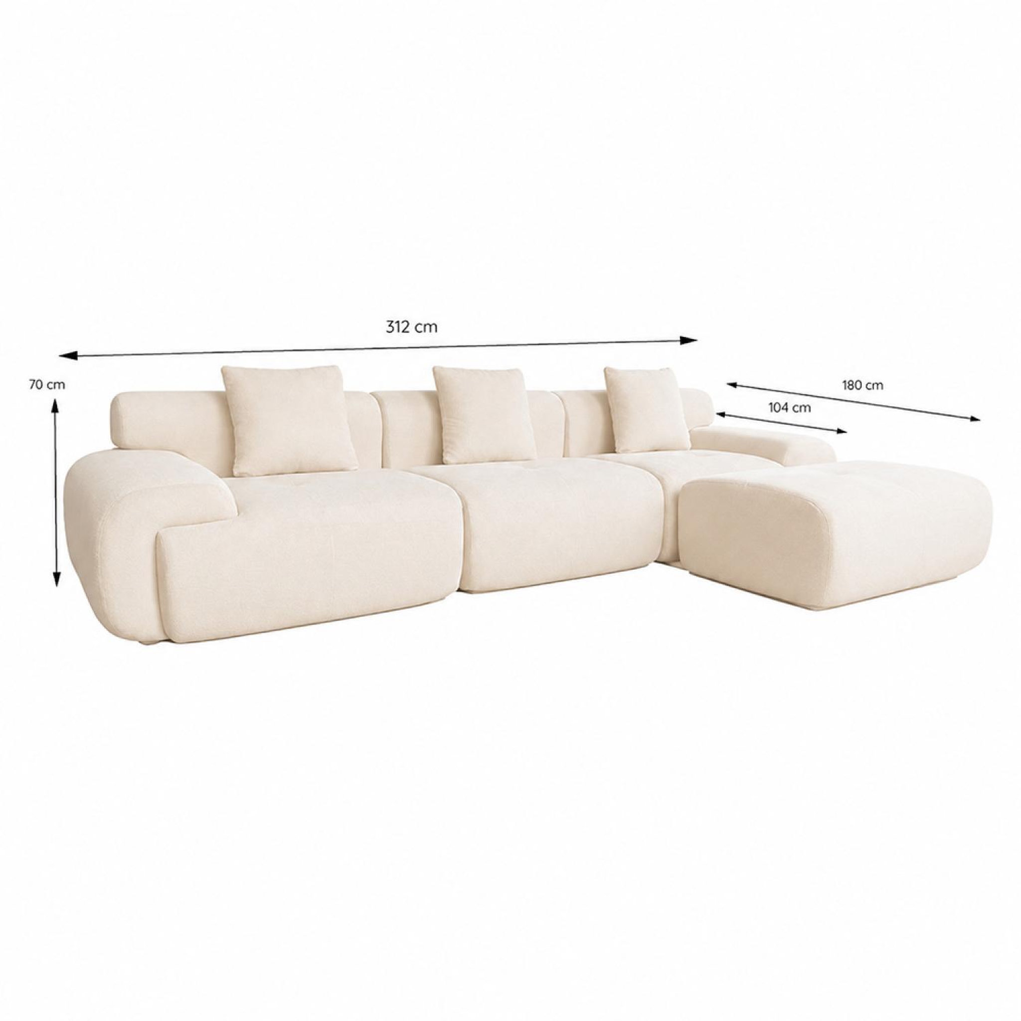 Voir la diapositive 3 : CONCEPT USINE Canapé nuage compressé modulable en tissu chenille beige 4-5 places sheffield