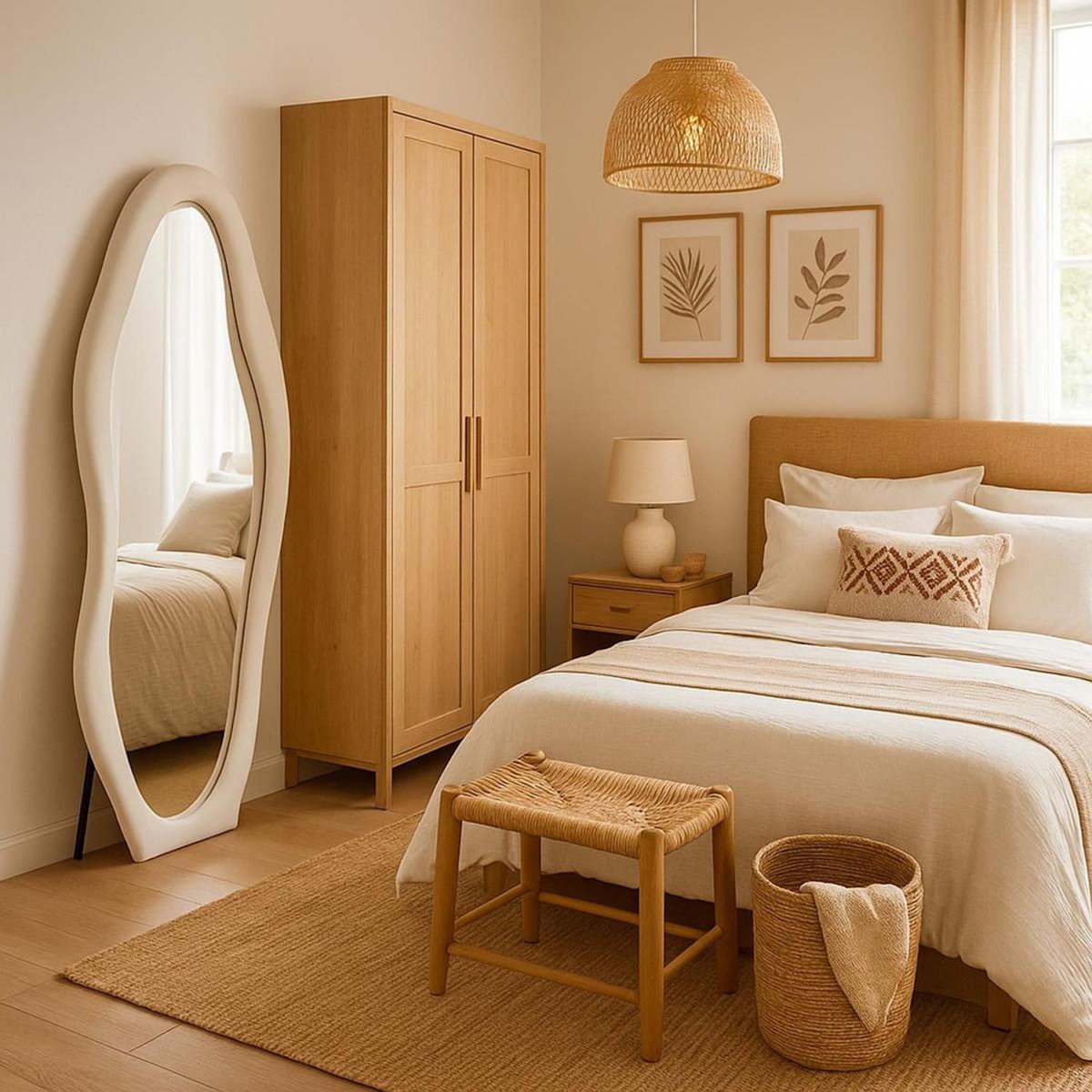 Paris Prix Miroir Design sur Pied  Perry  170cm Crème