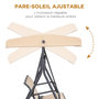 Voir la diapositive 5 : OUTSUNNY Balancelle de jardin 3 places grand confort toit inclinaison réglable assise et dossier ergonomique acier époxy textilène beige