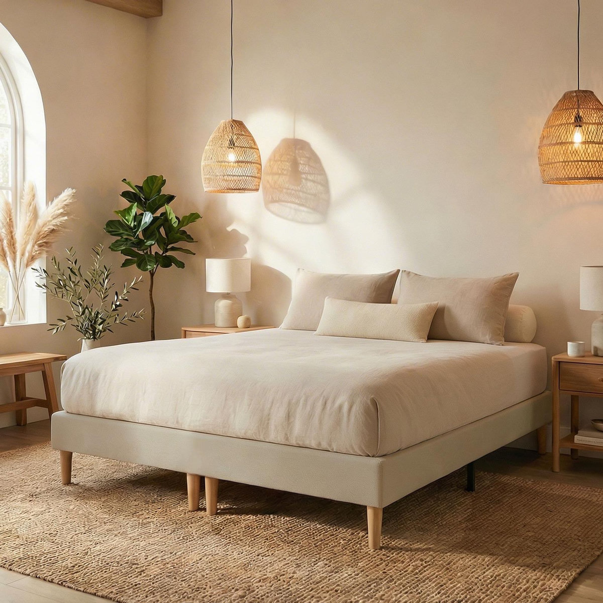 IDIMEX Sommier tapissier RENNES 180 x 200 cm revêtement tissu