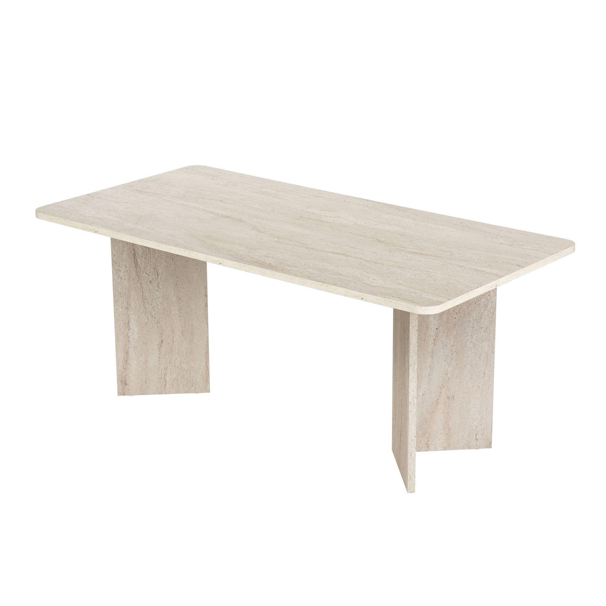 Habitat et Jardin Table à manger en bois  linza  180 x 90 x 75 cm - travertin