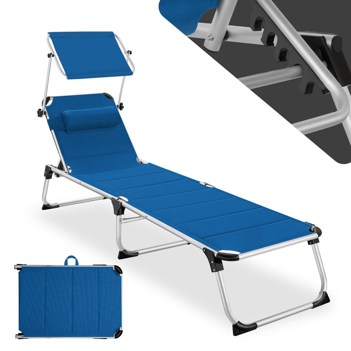 tectake Bain de soleil Transat Chaise longue Rembourrage épais, Pliable