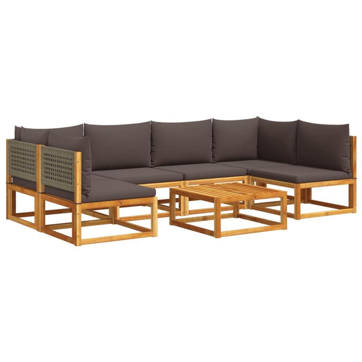 VIDAXL Salon de jardin avec coussins 7 pcs bois massif d'acacia